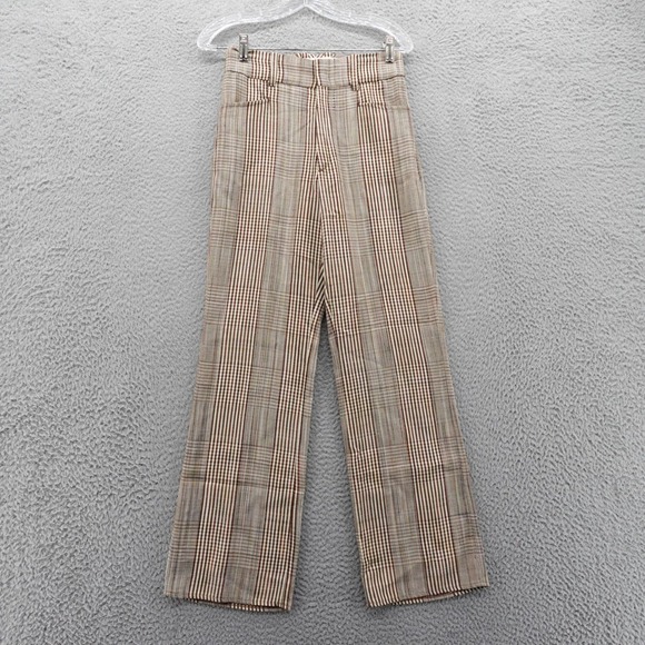 Re/Done Pants - RE/DONE Plaid Print Straight Leg Pants Size 24 Red Ivory‎ Womens High Rise
